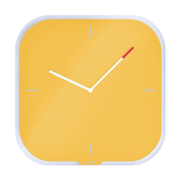 Reloj de pared de cristal Leitz Cosy, Amarillo