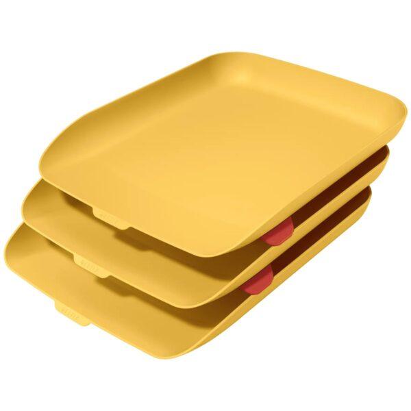 Juego de 3 bandejas de sobremesa A4 Leitz Cosy, Amarillo Cálido